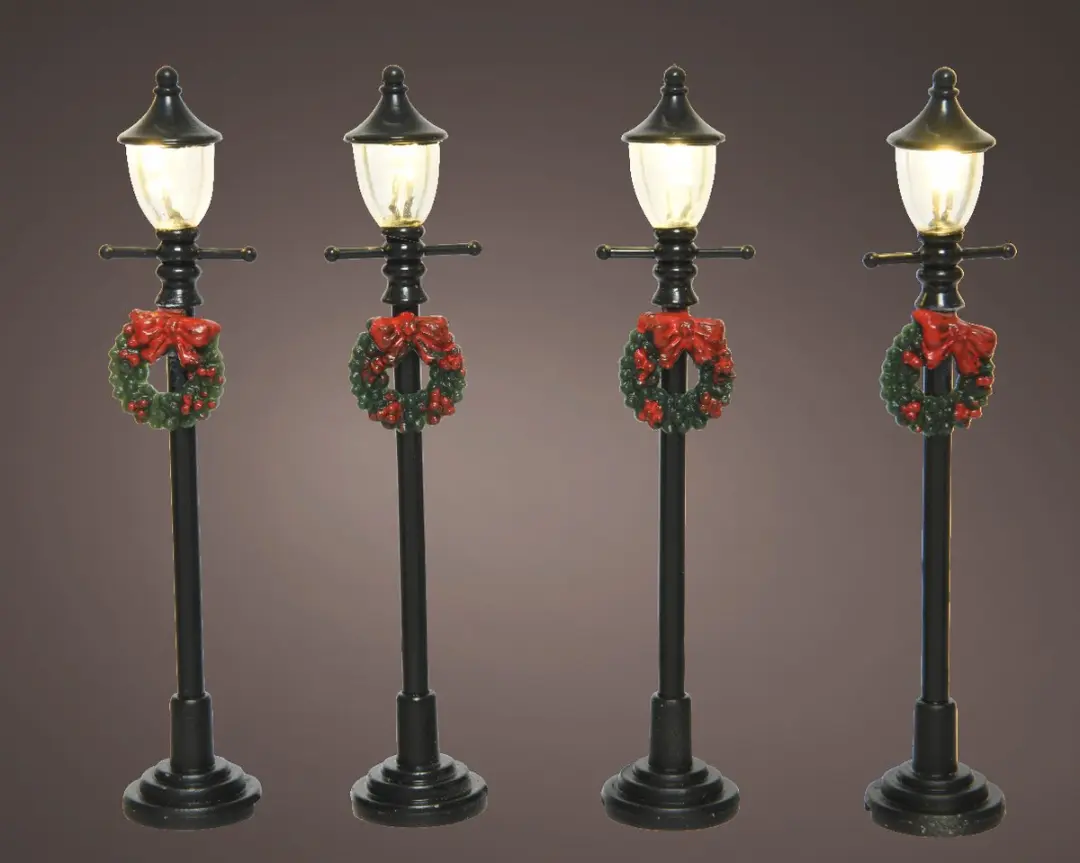 Decoris Kerstdorp Straatlantaarn - 4 Stuks - Zwart - afbeelding 3 van 3