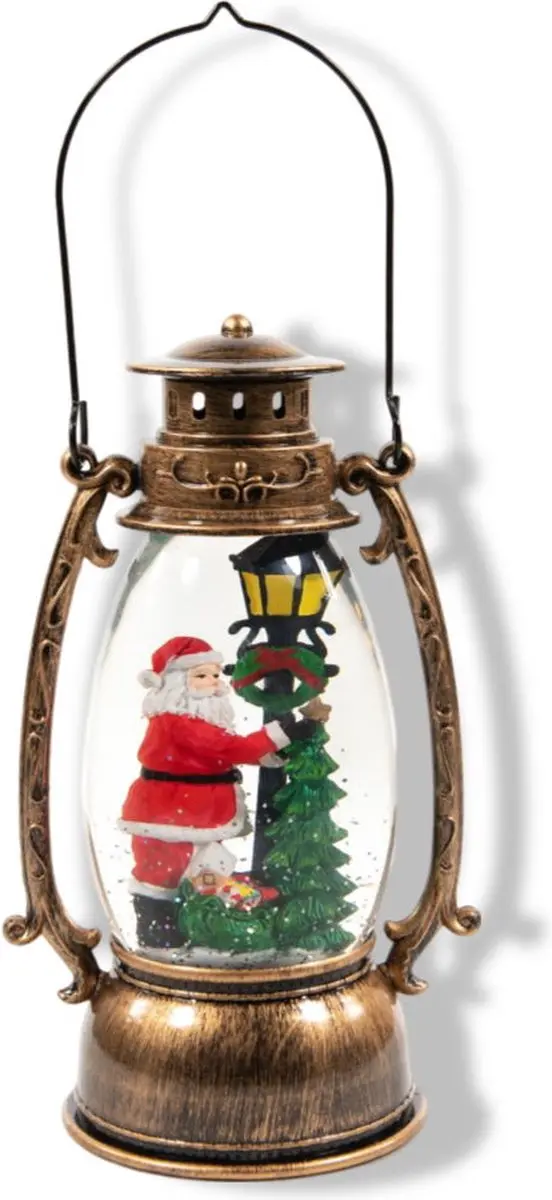 Anna's Collection Kerstlantaarn 14,5x24cm - Goud - LED - afbeelding 3 van 4