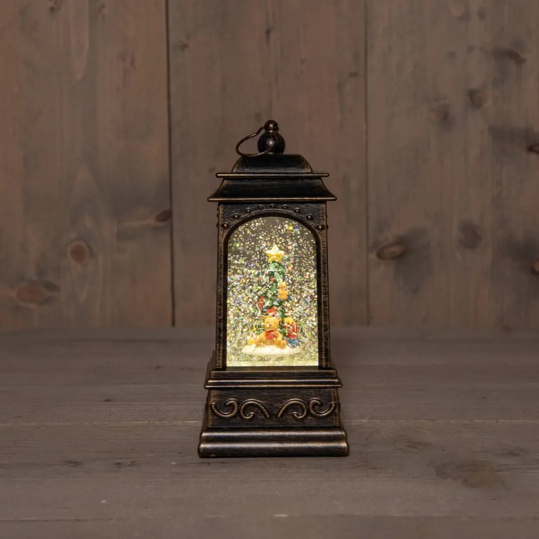 Anna's Collection Sneeuwpop Lantaarn 9x9x20cm - Goud - LED - afbeelding 2 van 2