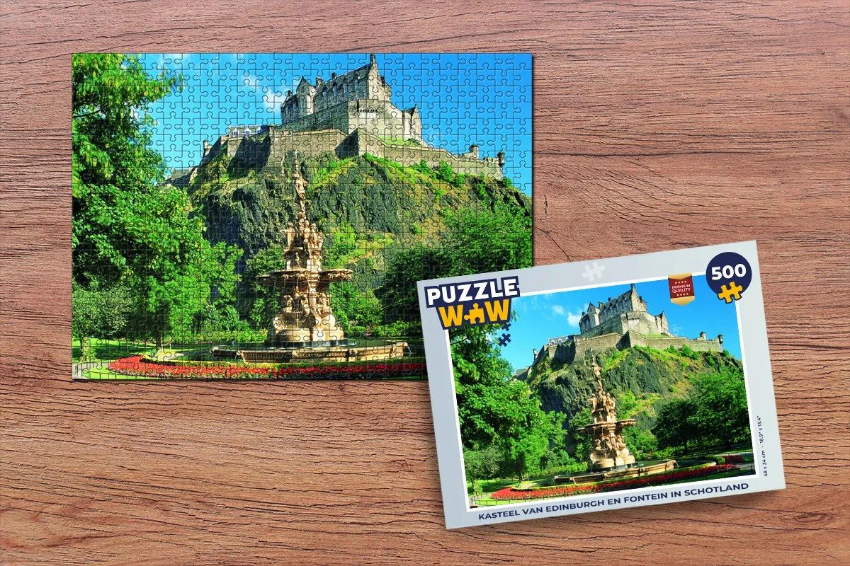 PuzzleWow Legpuzzel Kasteel van Edinburgh 500 Stuks - Multicolor
