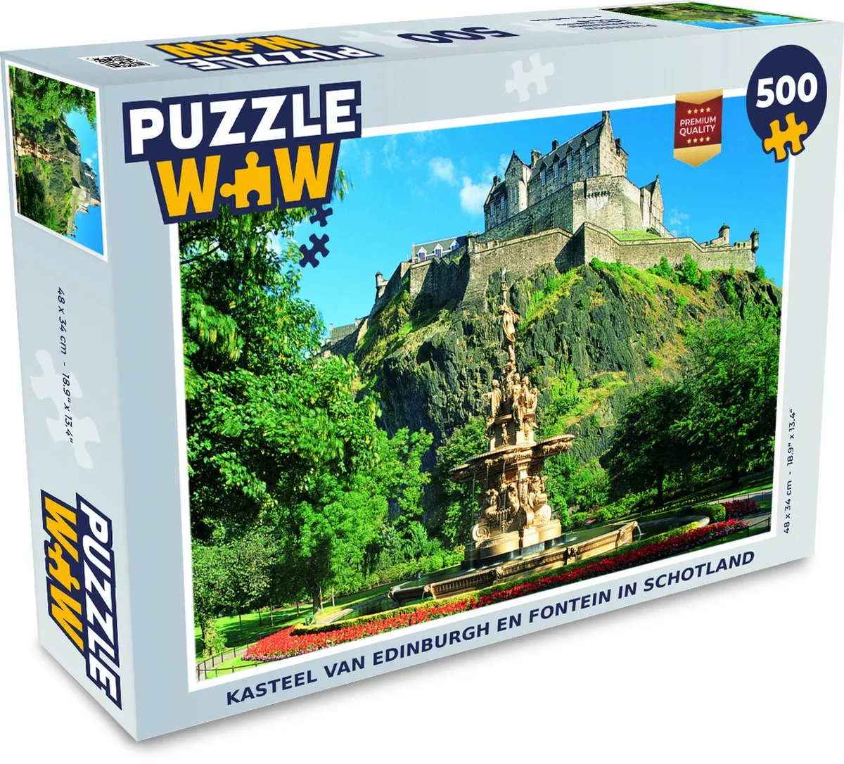 PuzzleWow Legpuzzel Kasteel van Edinburgh 500 Stuks - Multicolor