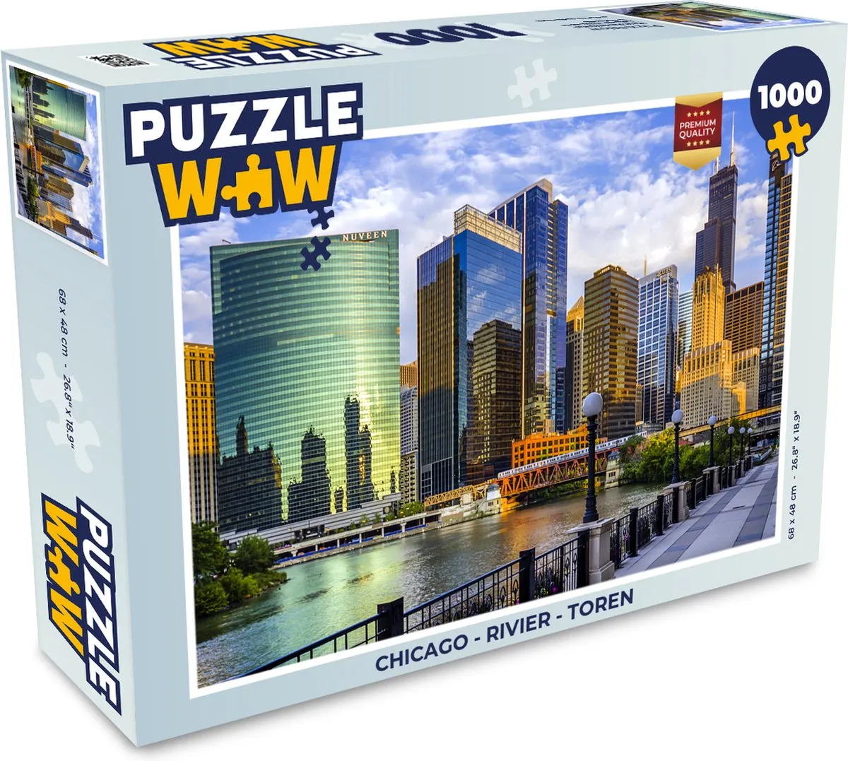 PuzzleWow Chicago Rivier Toren Legpuzzel 1000 Stuks