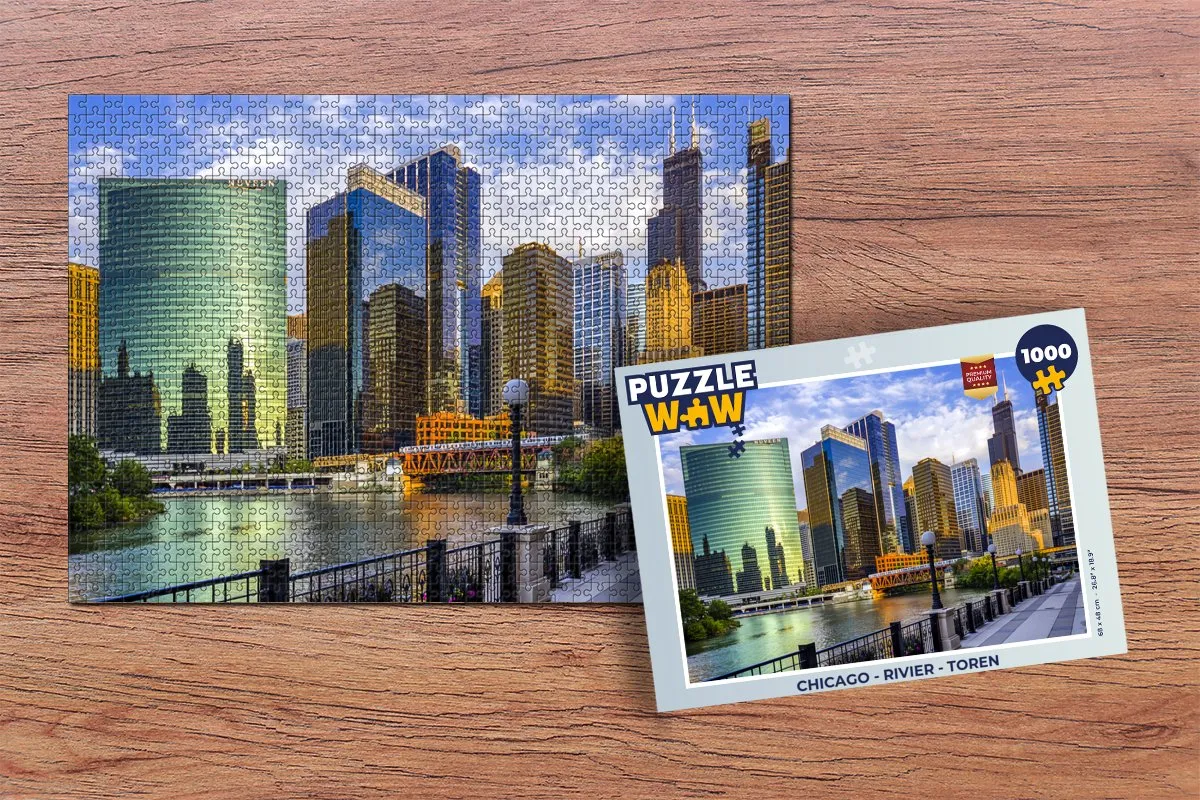 PuzzleWow Chicago Rivier Toren Legpuzzel 1000 Stuks - Multicolor