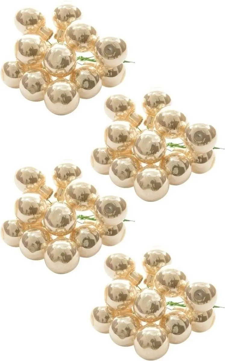 40x Mini glazen kerstballen kerststekers/instekertjes parel 2 cm
