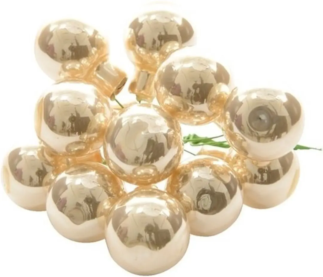 50x Mini glazen kerstballen kerststekers/instekertjes parel 2 cm