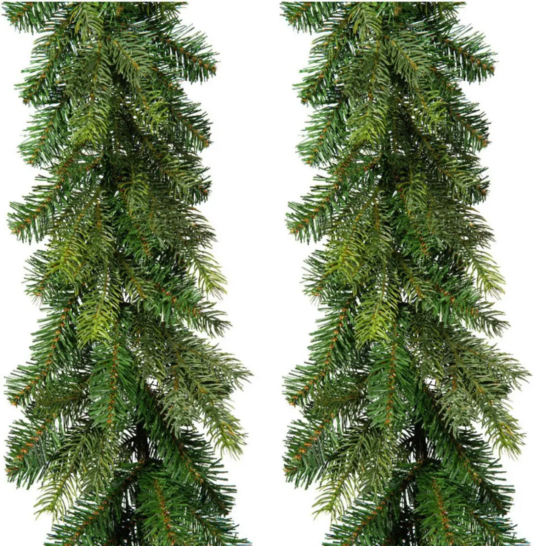 Set van 2x stuks kerst dennenslinger guirlandes groen 20 x 270 cm dennenguirland