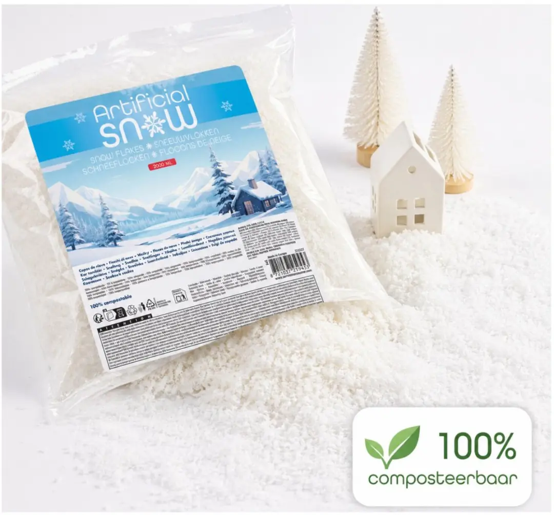Decoris BIO Kunstsneeuw Sneeuwvlokken 2L - Wit - afbeelding 4 van 6