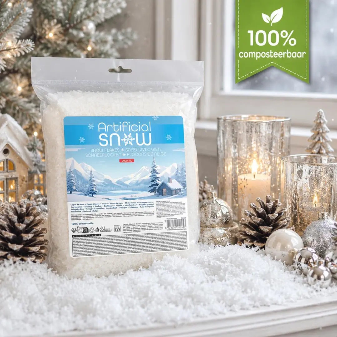 Decoris BIO Kunstsneeuw Sneeuwvlokken 2L - Wit - afbeelding 2 van 6