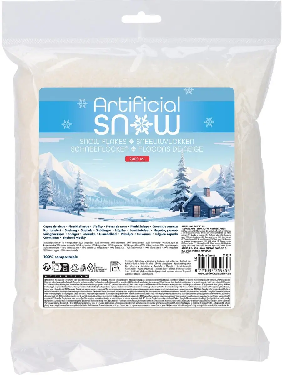 Decoris BIO Kunstsneeuw Sneeuwvlokken 2L - Wit - afbeelding 3 van 6