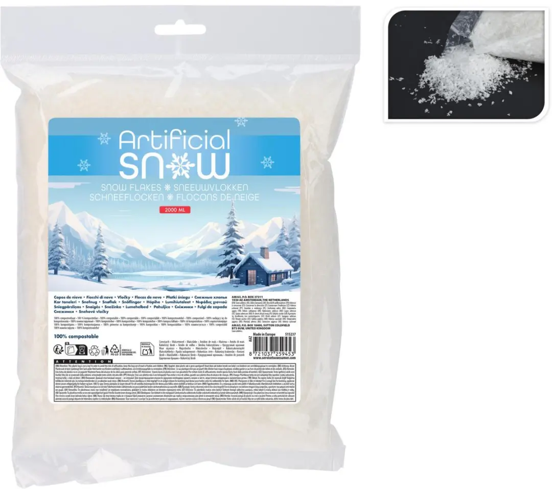 Decoris BIO Kunstsneeuw Sneeuwvlokken 2L - Wit - afbeelding 6 van 6