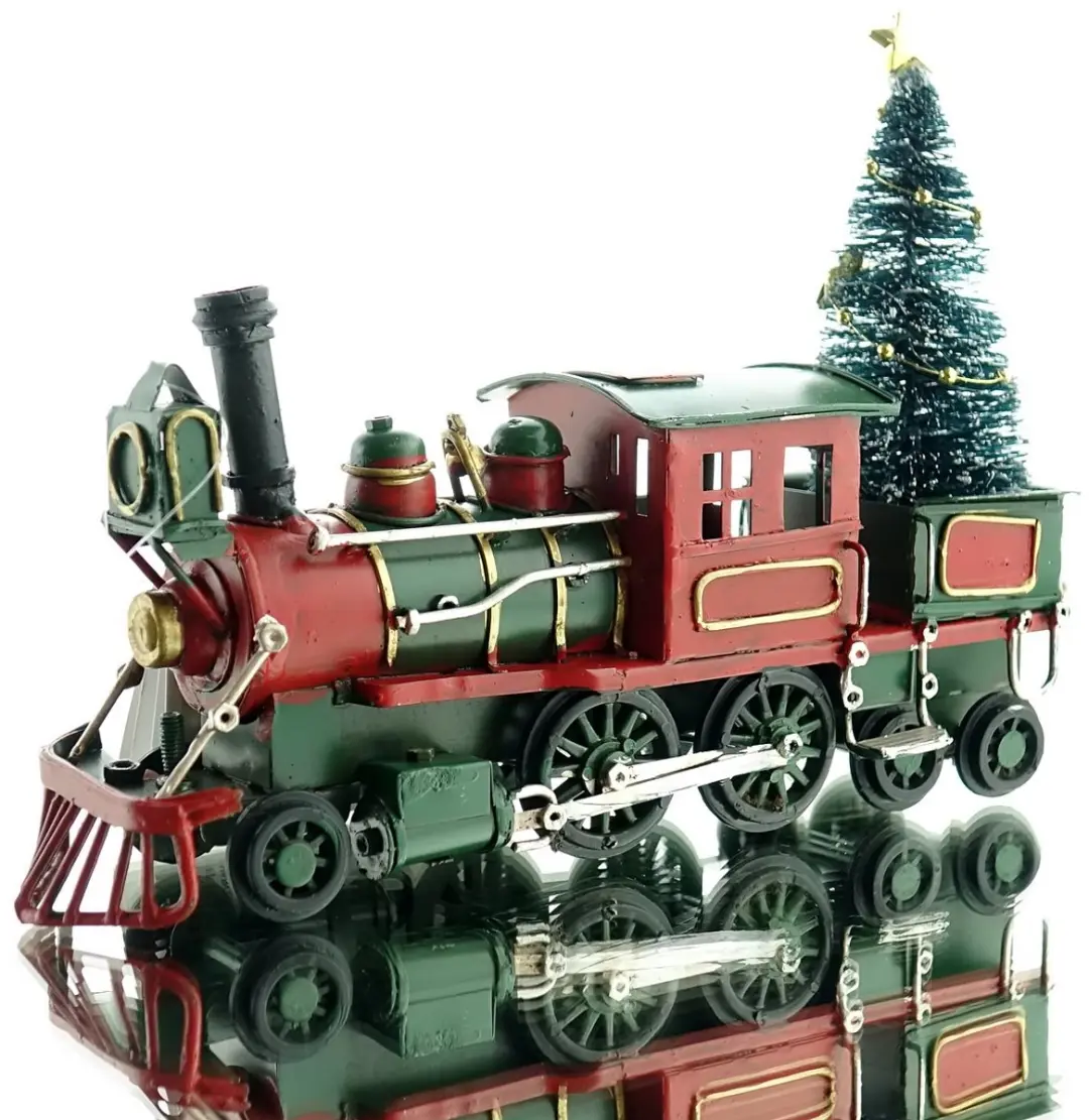 Kaemingk Kerstdecoratie Stoomtrein Rood met Groen Dak Metaal