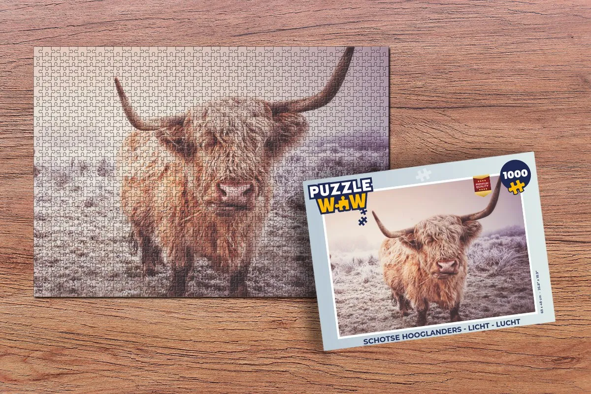PuzzleWow Schotse Hooglanders Legpuzzel 1000 Stuks - Multicolor