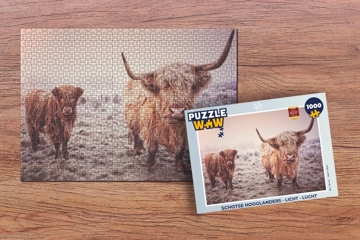 PuzzleWow Schotse Hooglanders Legpuzzel 1000 Stuks - Multicolor