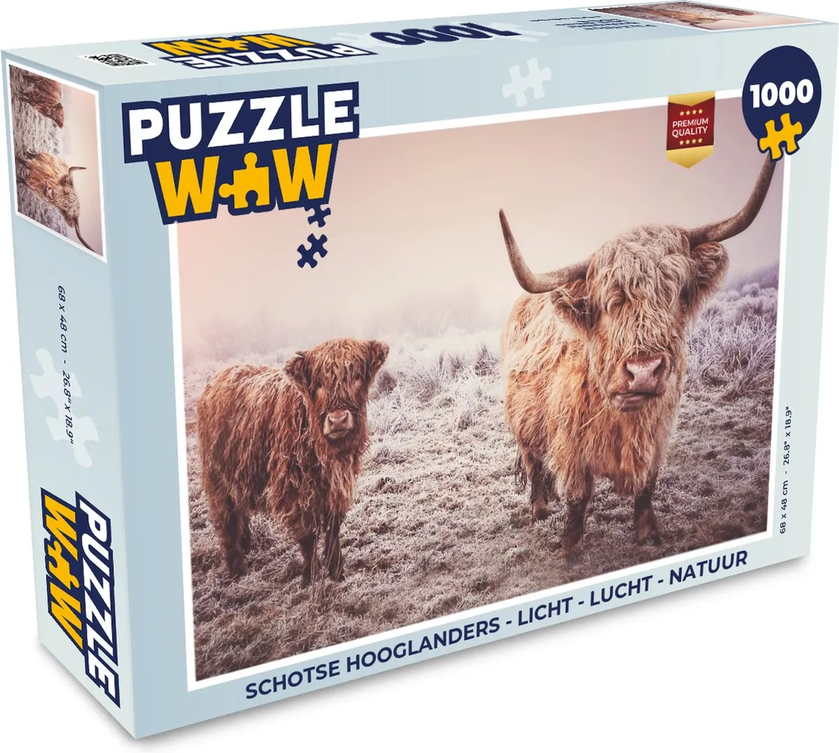 PuzzleWow Schotse Hooglanders Legpuzzel 1000 Stuks - Multicolor