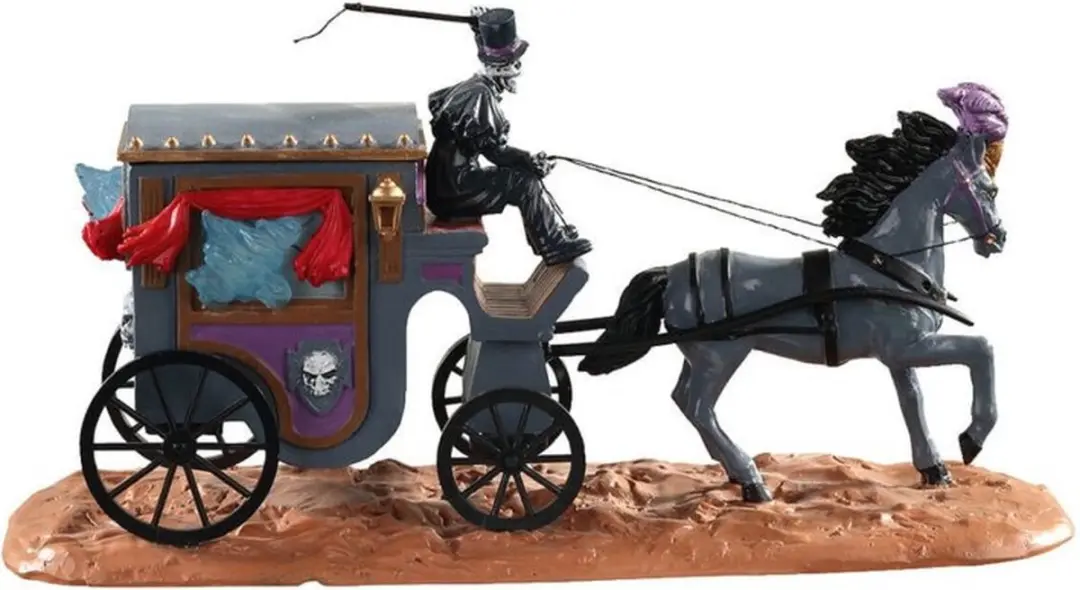 Lemax Spooky Town Phantom Coach - Paars/Grijs/Zwart