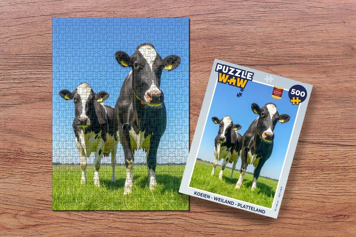 PuzzleWow Koeien Weiland Legpuzzel 500 Stuks - Multicolor