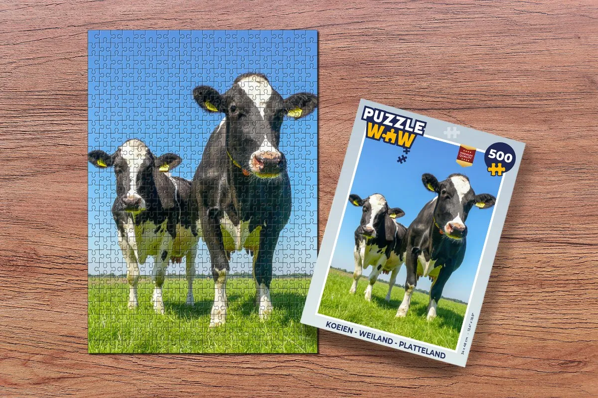 PuzzleWow Koeien Weiland Legpuzzel 500 Stuks - Multicolor