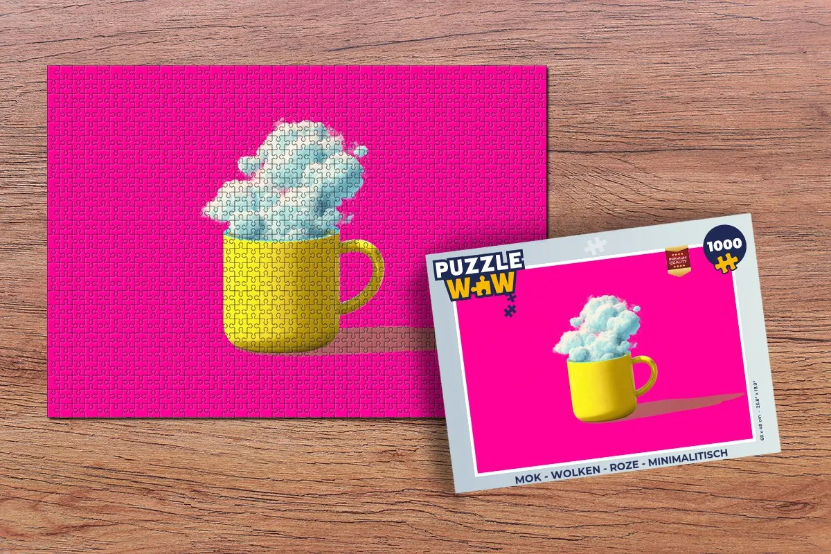PuzzleWow Mok Wolken Legpuzzel 1000 Stuks - Roze
