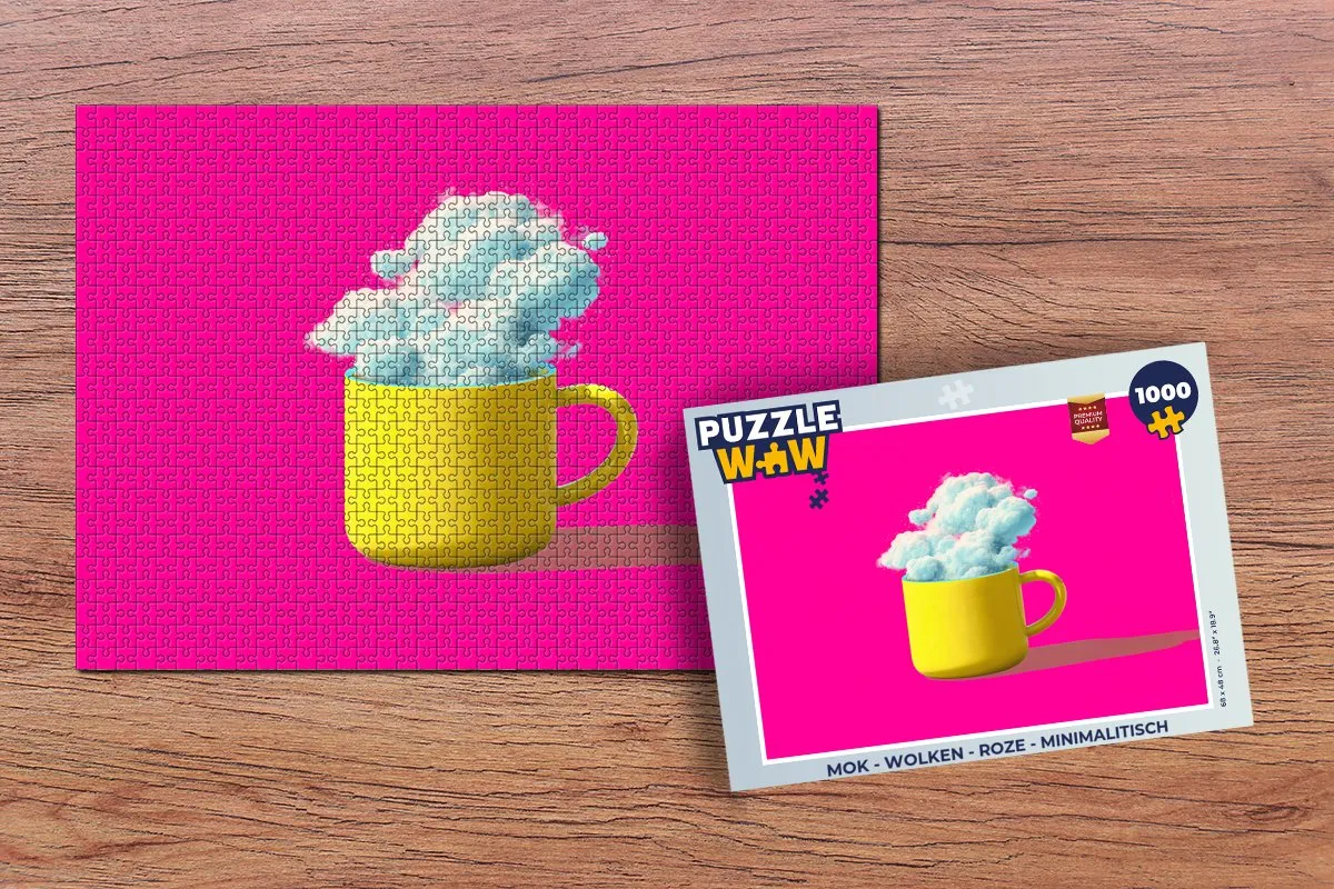 PuzzleWow Mok Wolken Legpuzzel 1000 Stuks - Roze