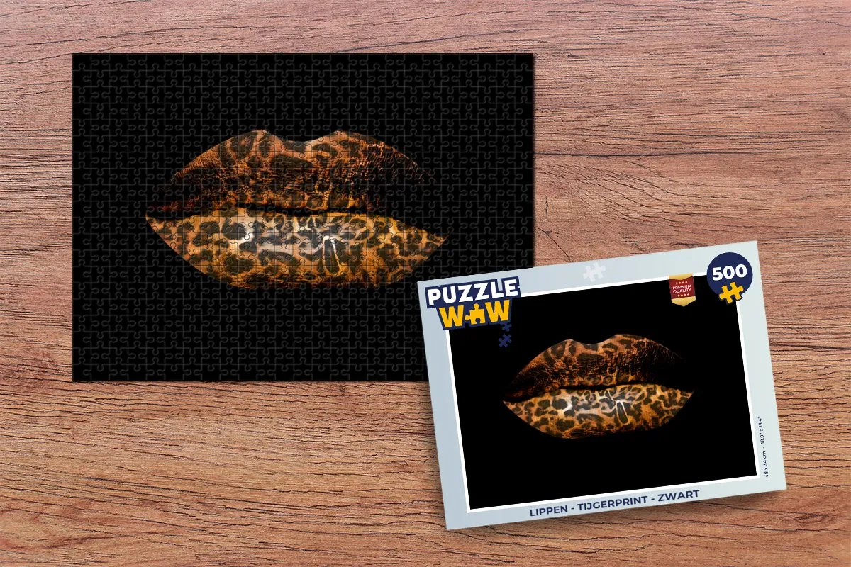 PuzzleWow Lippen Tijgerprint Puzzel 500 Stuks - Multicolor