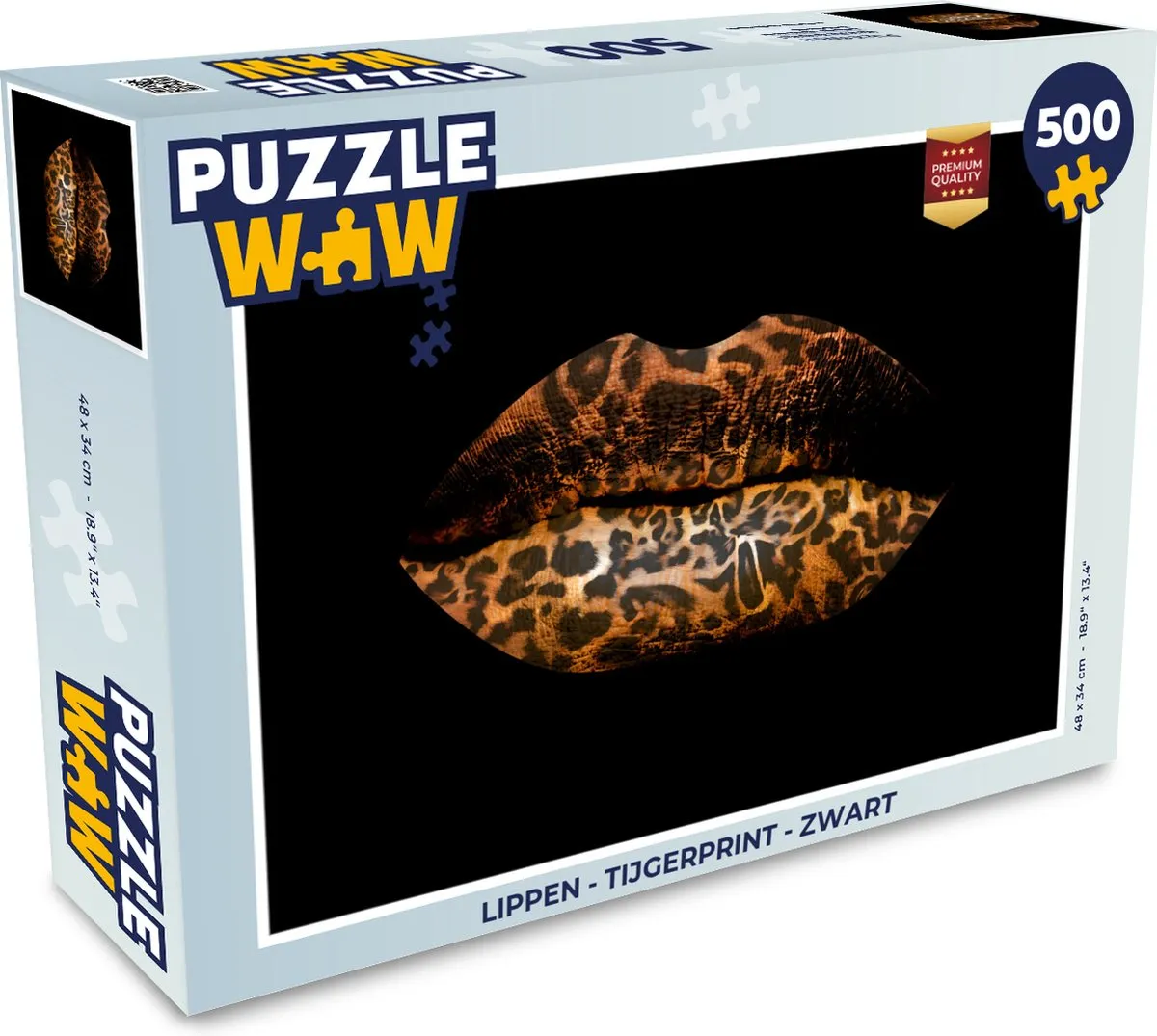 PuzzleWow Lippen Tijgerprint Puzzel 500 Stuks - Multicolor