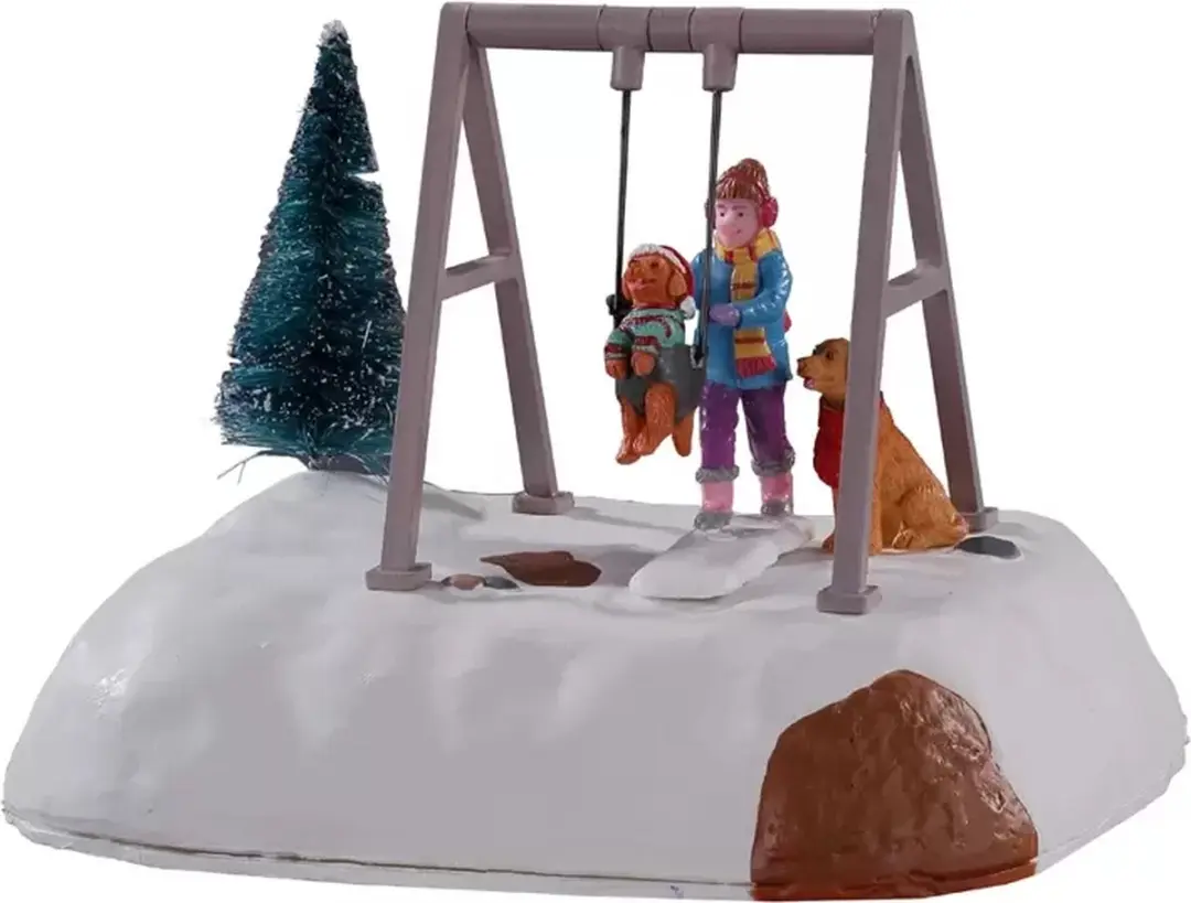 Lemax Puppy Gets A Swing Ride Figuur - Animatie