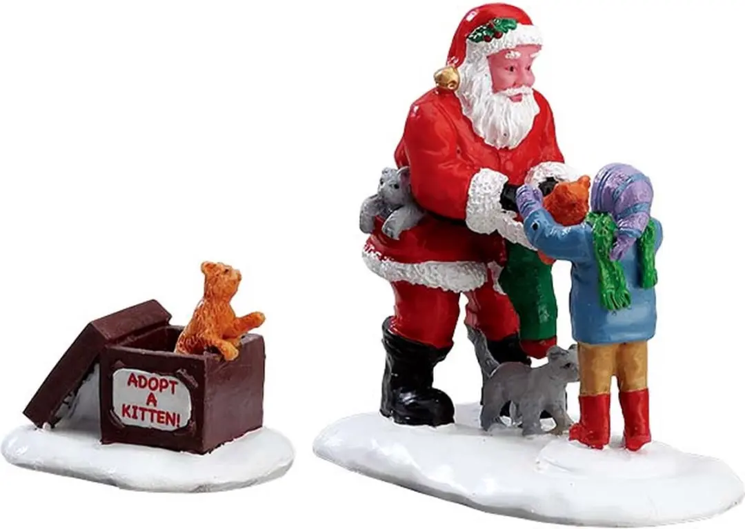 Lemax Santa And Kittens Kersthuisjes Set