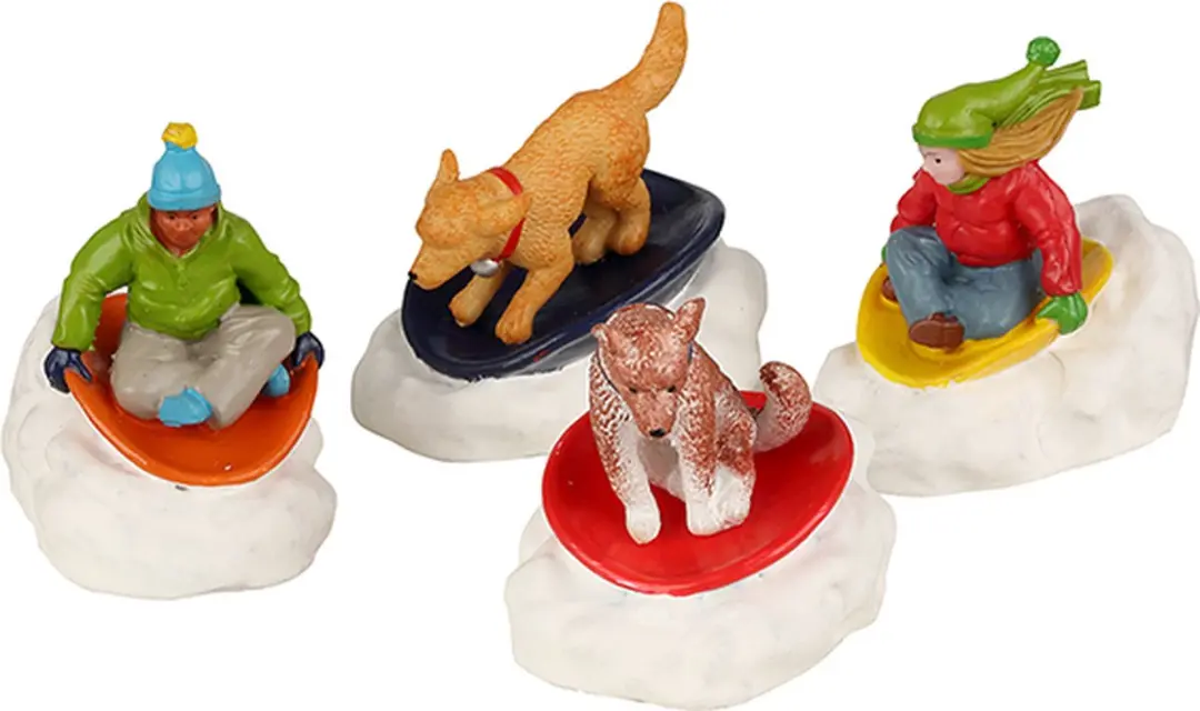 Lemax Dog Snow Saucer Fun Kerstset