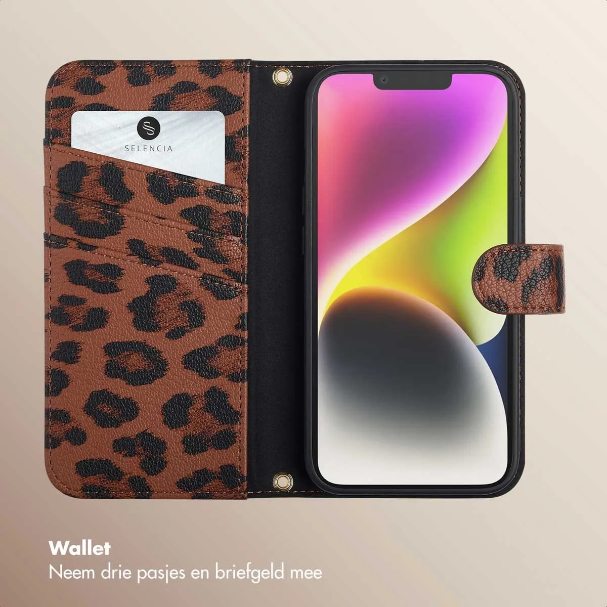 Selencia Hoesje iPhone 14/13 Sabi Bookcase - Mocha Brown