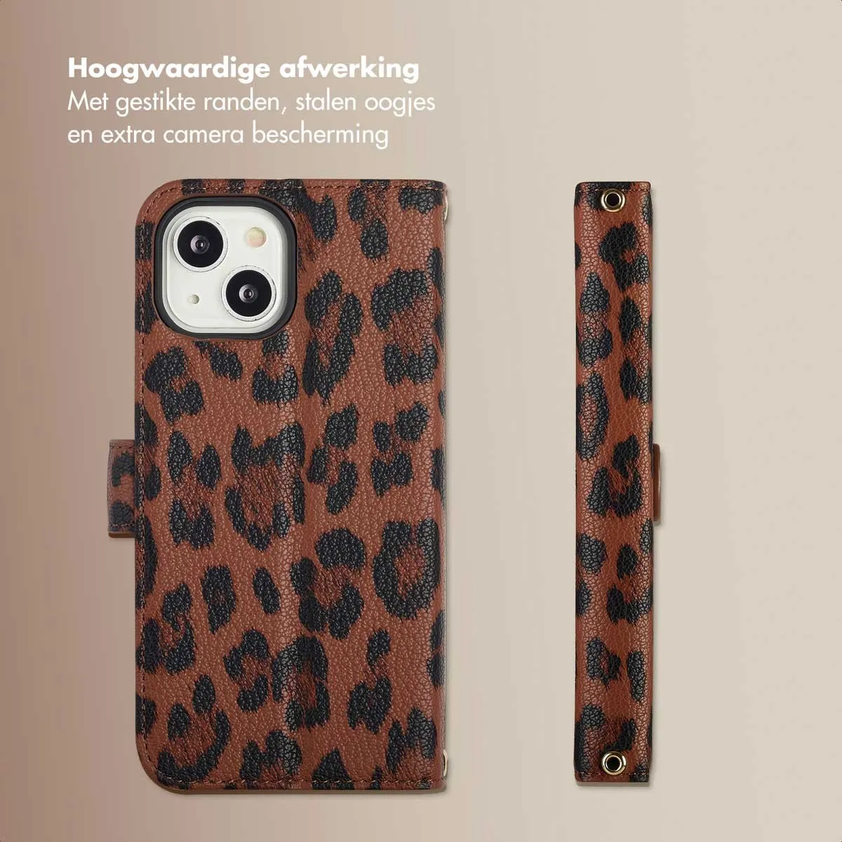 Selencia Hoesje iPhone 14/13 Sabi Bookcase - Mocha Brown - afbeelding 6 van 6