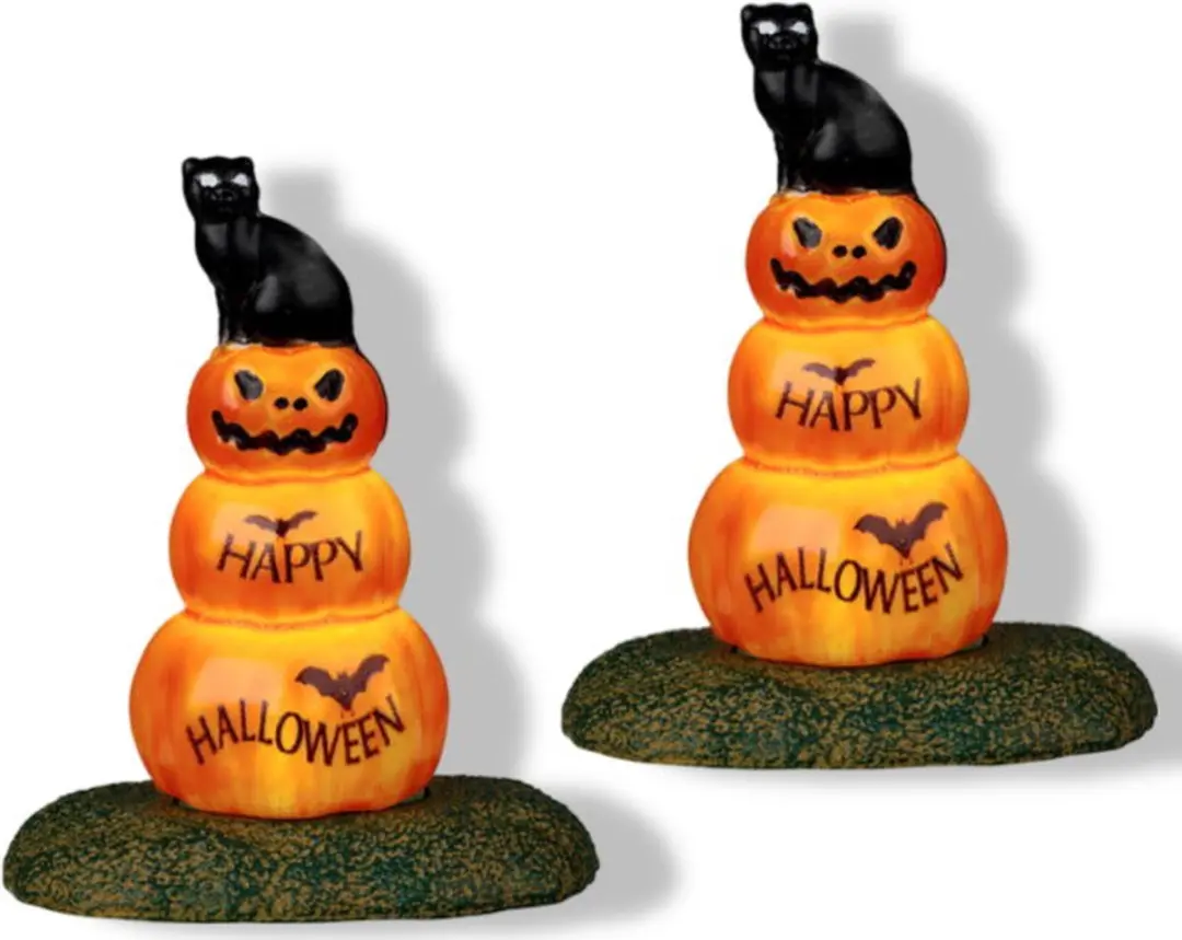 Lemax Cat And Pumpkin Kersthuisjes - 2 Stuks - Mix
