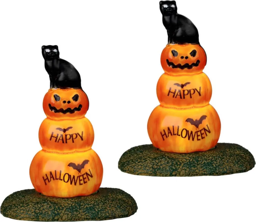 Lemax Cat And Pumpkin Kersthuisjes - 2 Stuks - Mix