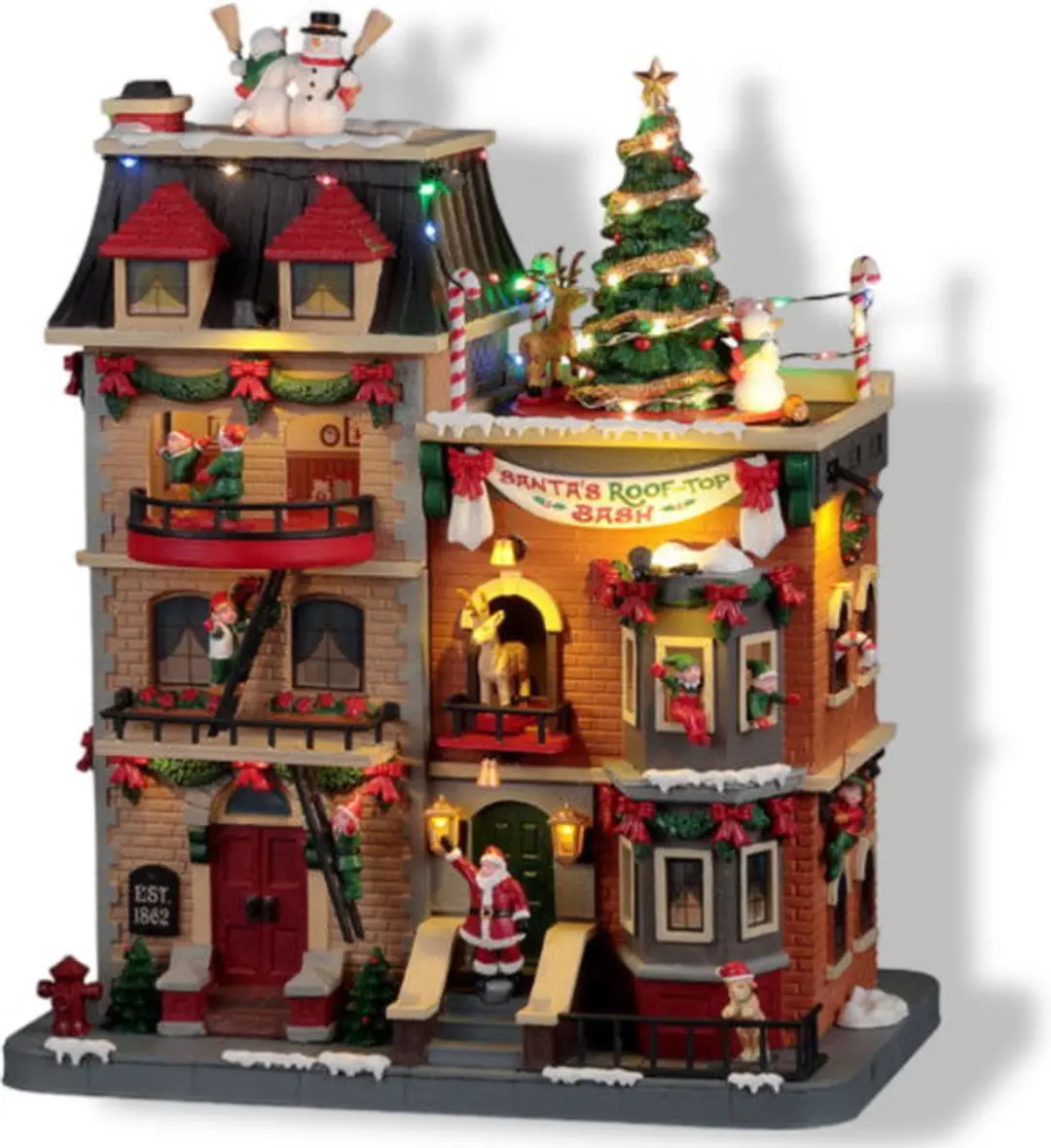 Lemax Santa's Rooftop Bash Verlichte Attractie - Meerkleurig