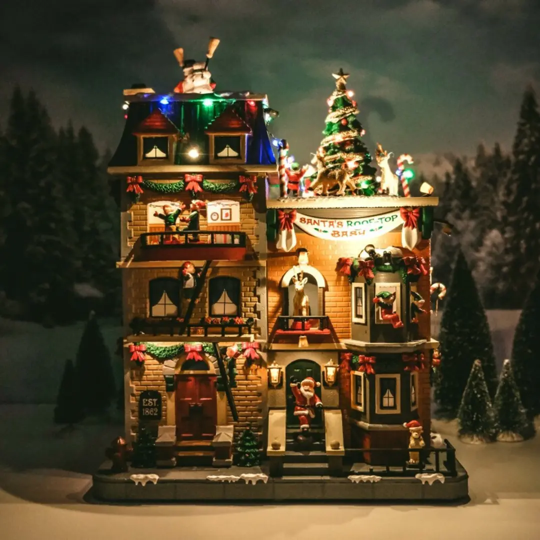 Lemax Santa's Rooftop Bash Verlichte Attractie - Meerkleurig