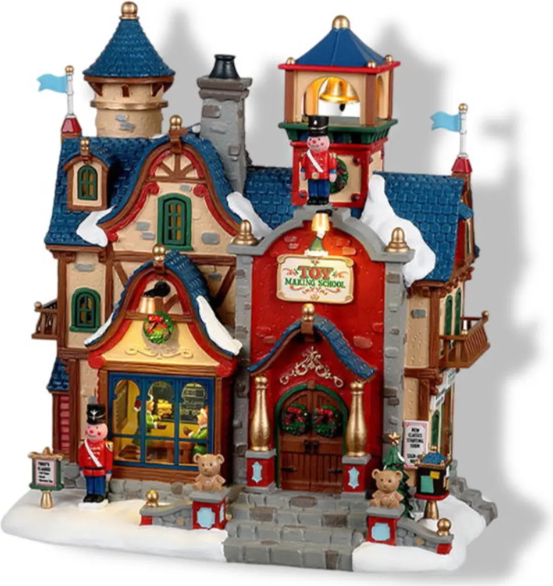 Lemax Toy Making School Verlicht Gebouw - 1 Stuks - Meerkleurig
