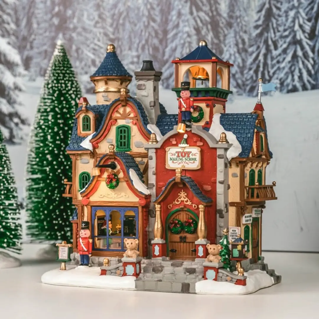 Lemax Toy Making School Verlicht Gebouw - 1 Stuks - Meerkleurig