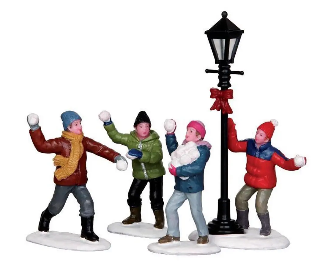 Lemax Snowball Fight! Kersthuisjes Set - 4 Stuks