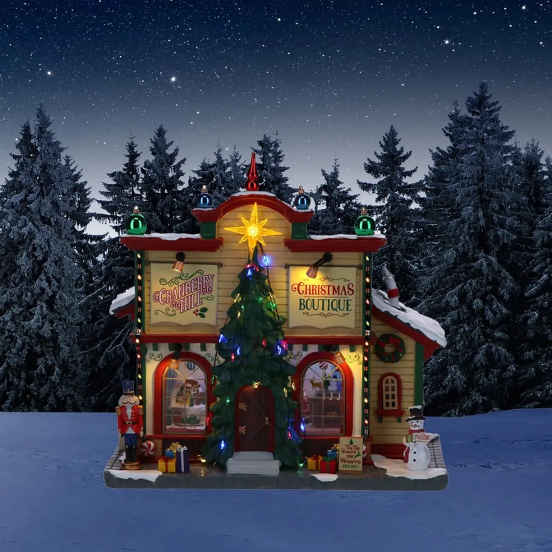 Lemax Cranberry Hill Christmas Boutique Verlicht Gebouw