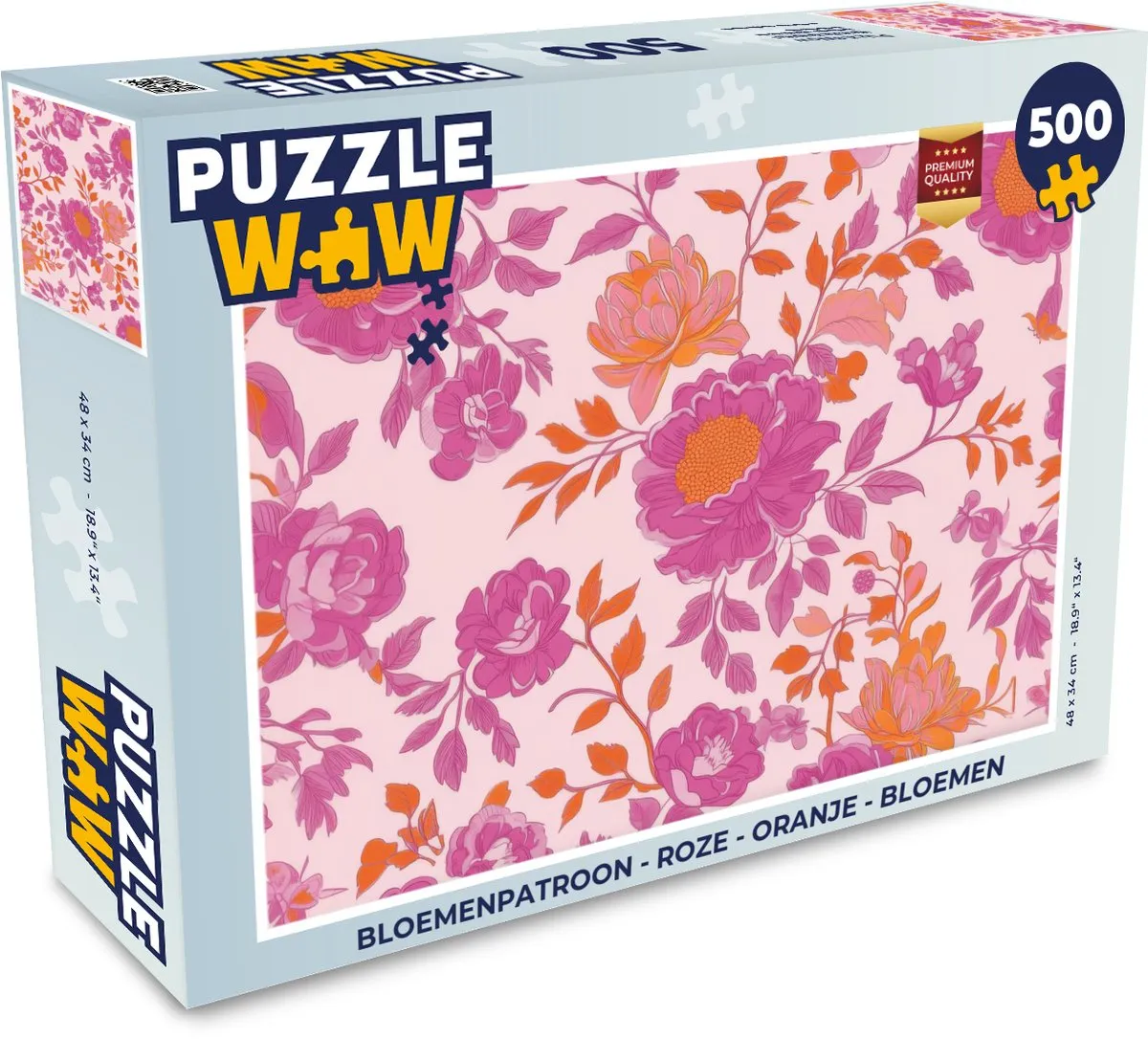 PuzzleWow Bloemenpatroon Legpuzzel 500 Stuks