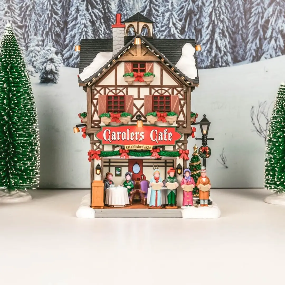 Lemax Carolers Cafe Verlicht Gebouw
