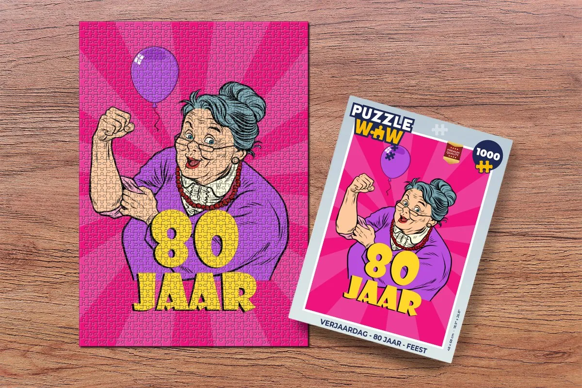 PuzzleWow Verjaardag 80 Jaar Puzzel - 1000 Stuks Multicolor