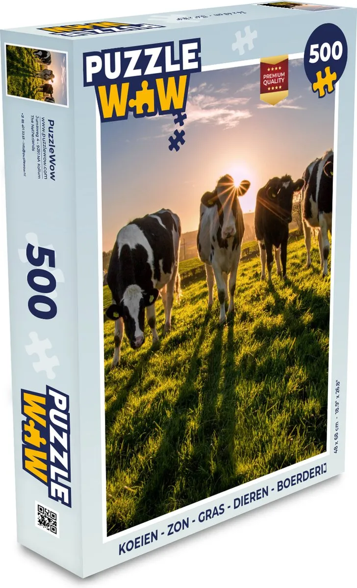 PuzzleWow Legpuzzel Koeien Zon Gras Boerderij