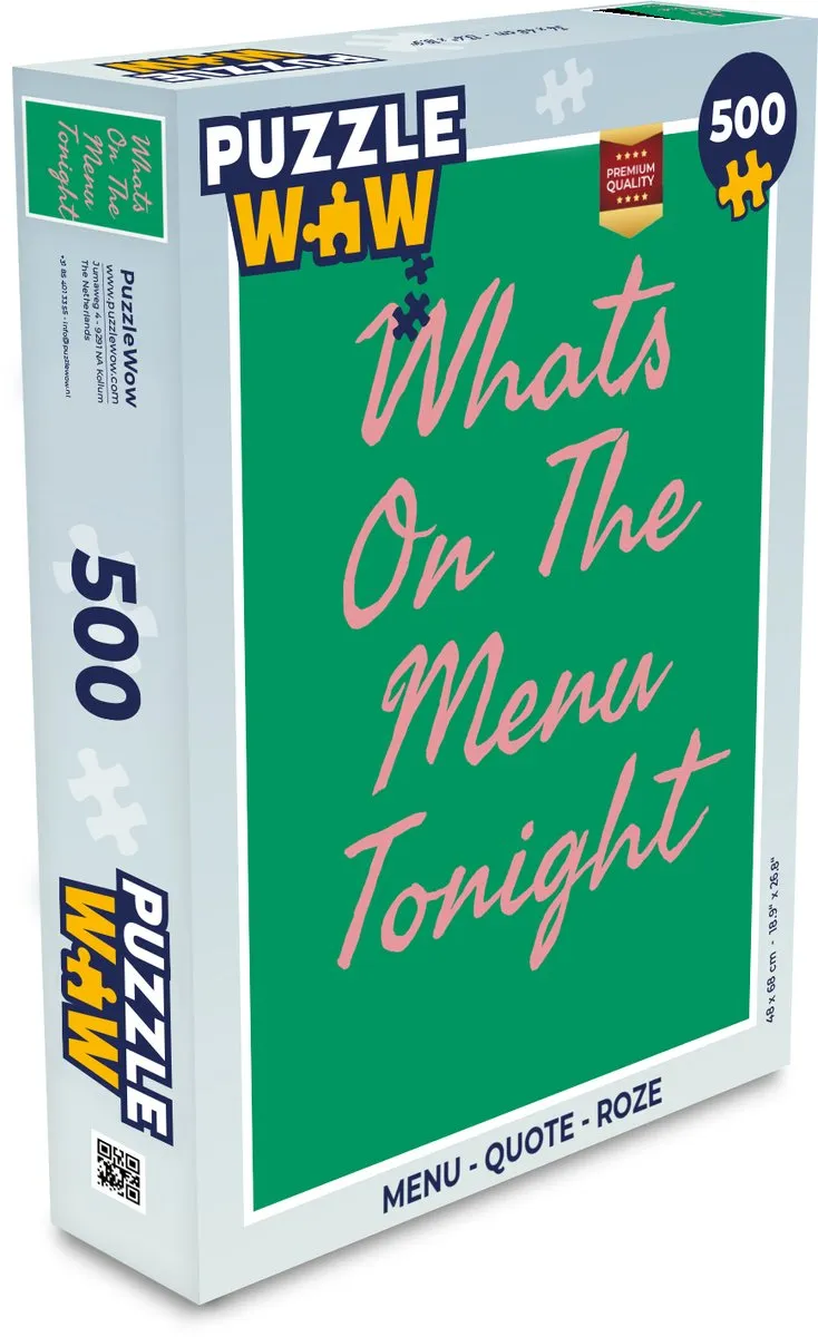 PuzzleWow Quote Legpuzzel 500 Stuks - Roze - MPN 8721406849605