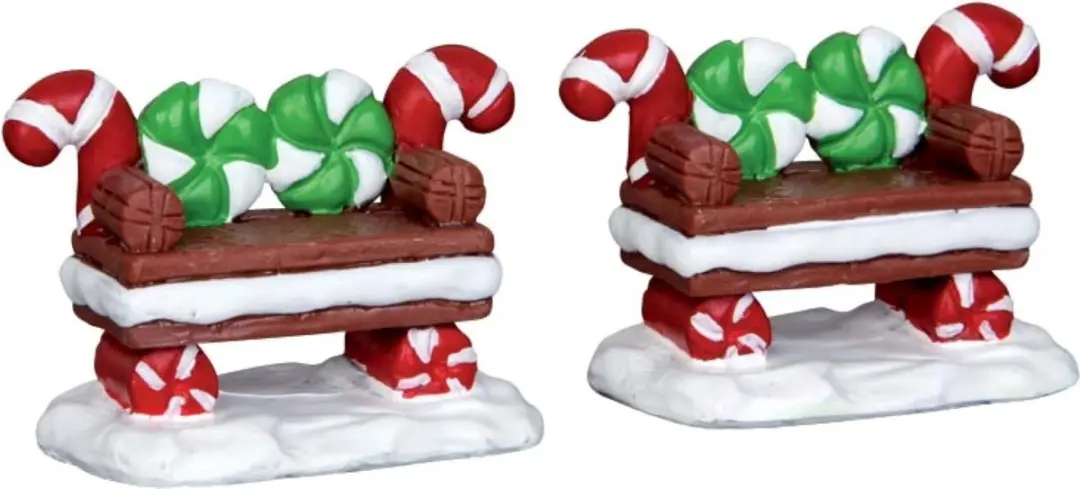 Lemax Peppermint Cookie Bench