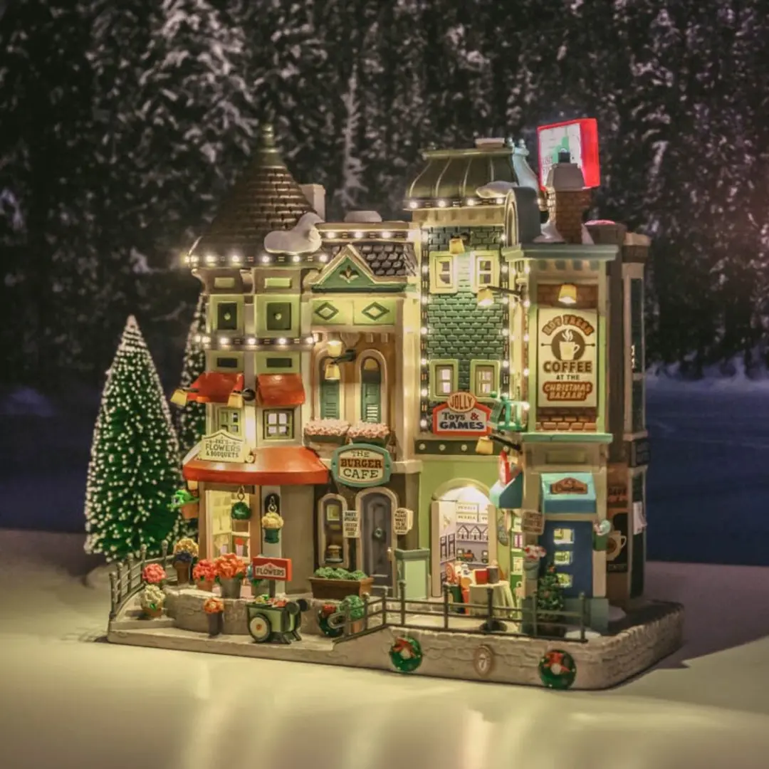 Lemax Jingle Bell Bazaar Verlichte Facade - Meerkleurig