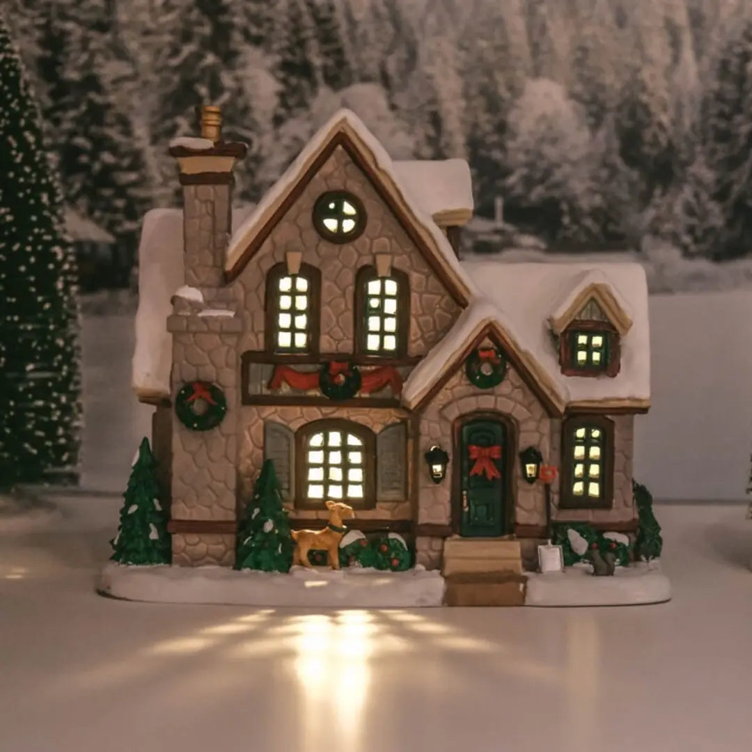 Lemax White Christmas Verlicht Gebouw - Wit