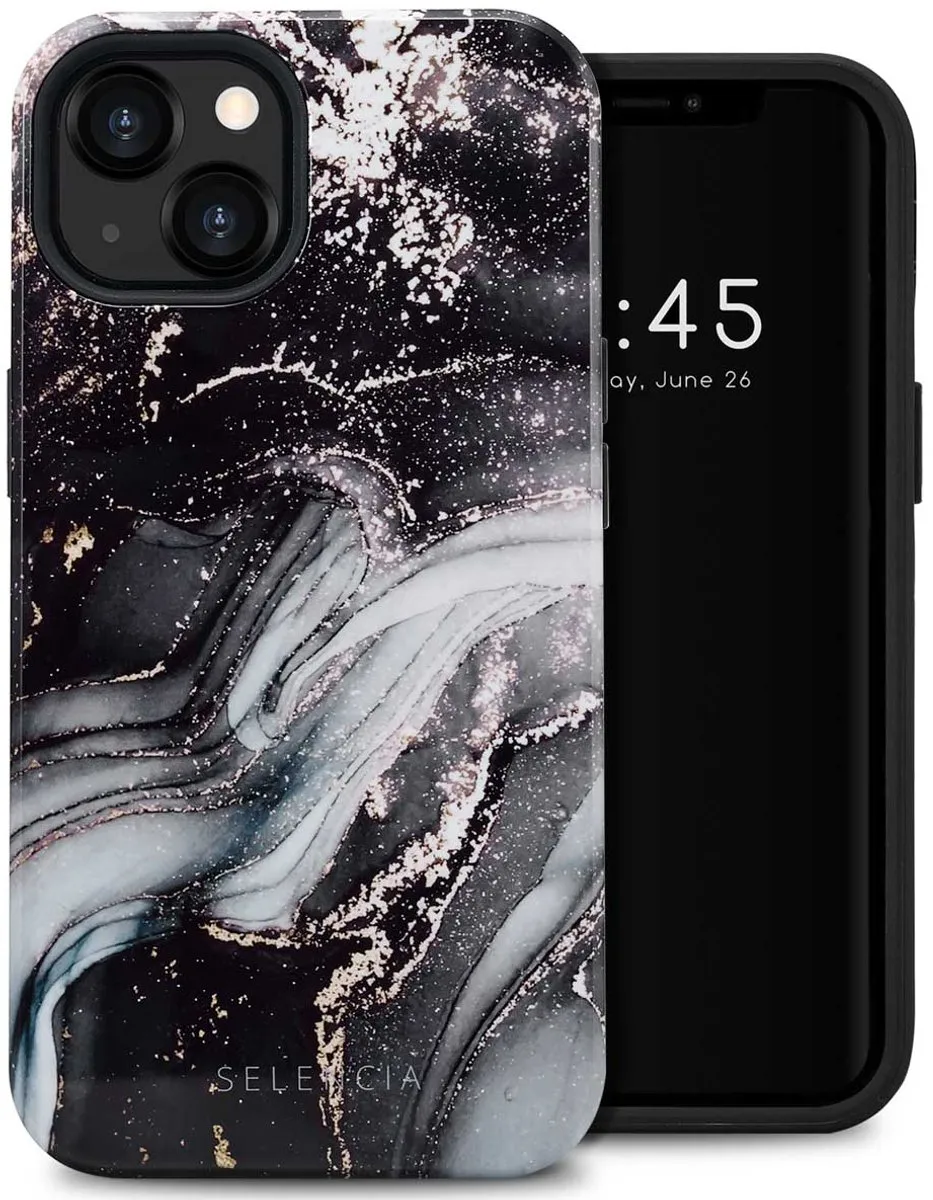 Selencia Hoesje iPhone 13 Chic Marble Black