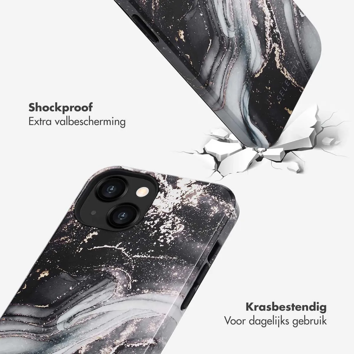 Selencia Hoesje iPhone 13 Chic Marble Black