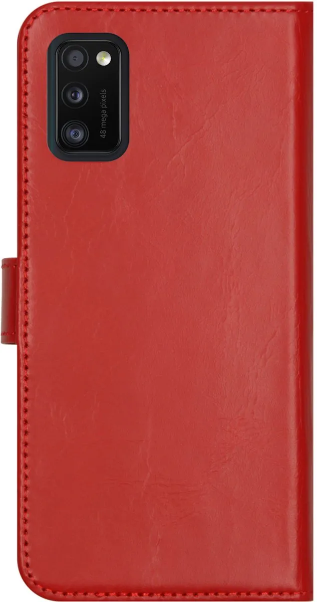 Selencia Hoesje Samsung Galaxy A41 - Echt Lederen Bookcase 3 Stuks - Rood