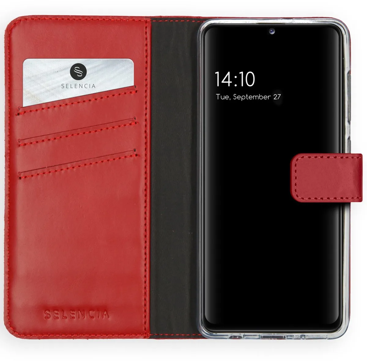 Selencia Hoesje Samsung Galaxy A41 - Echt Lederen Bookcase 3 Stuks - Rood